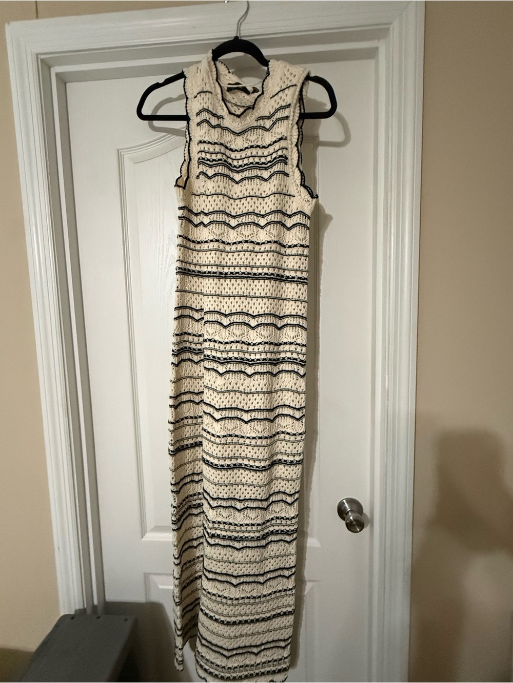 Vero Moda Cream Maxi Dress with Black Stripe Knit